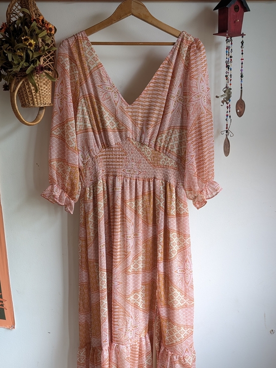 Dex Dresses & Skirts - Dex Peach and Cream Boho Maxi Dress